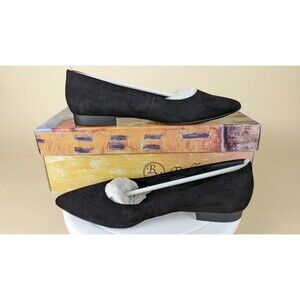 Bella Vita Vivien Ballet Flats Womens 5.5 M Black Suede Pointed Toe Shoes NWB